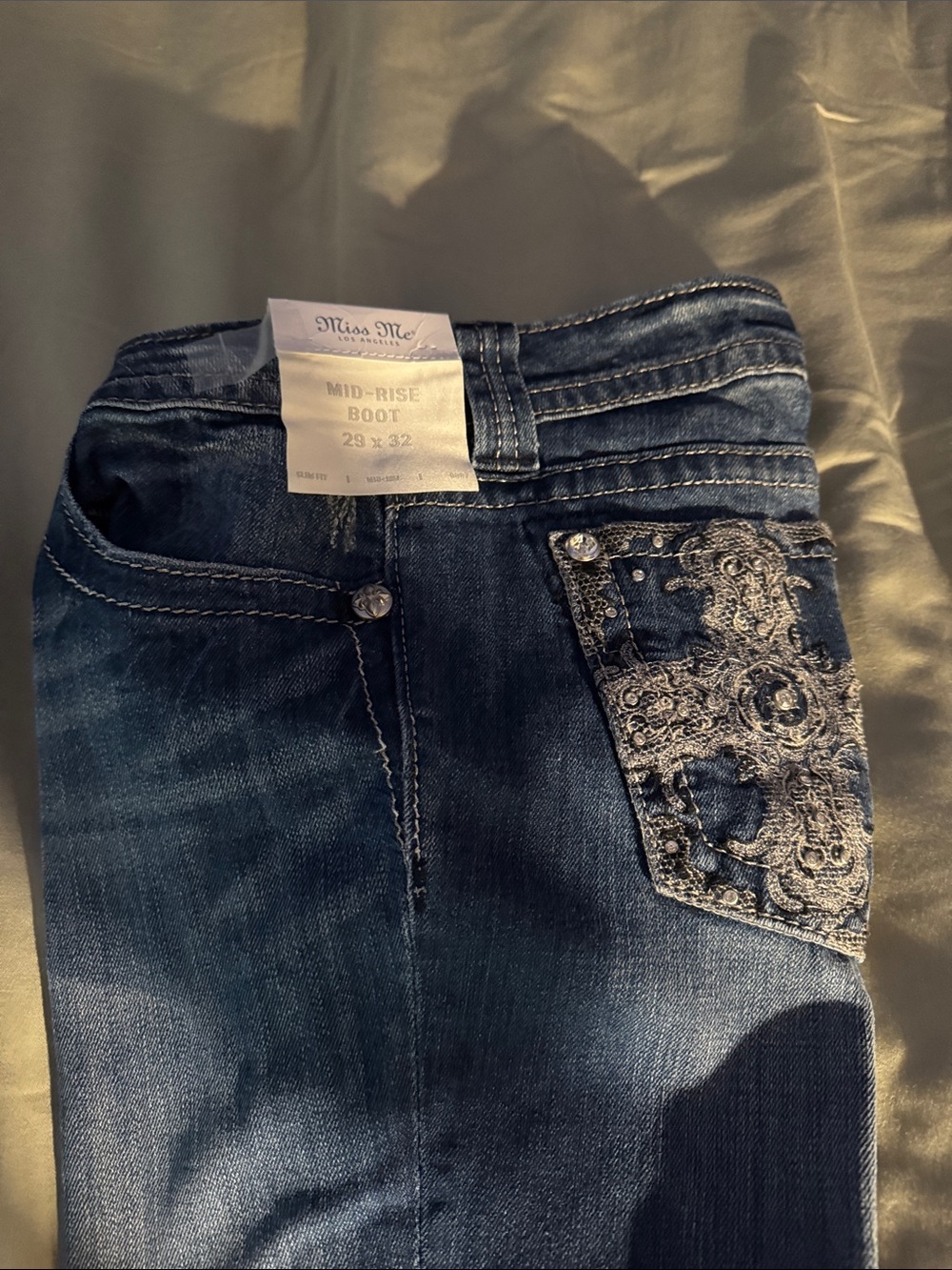 Miss me jeans.  Medium washed.  Embellished.  High quality Jean.  Orig, $129